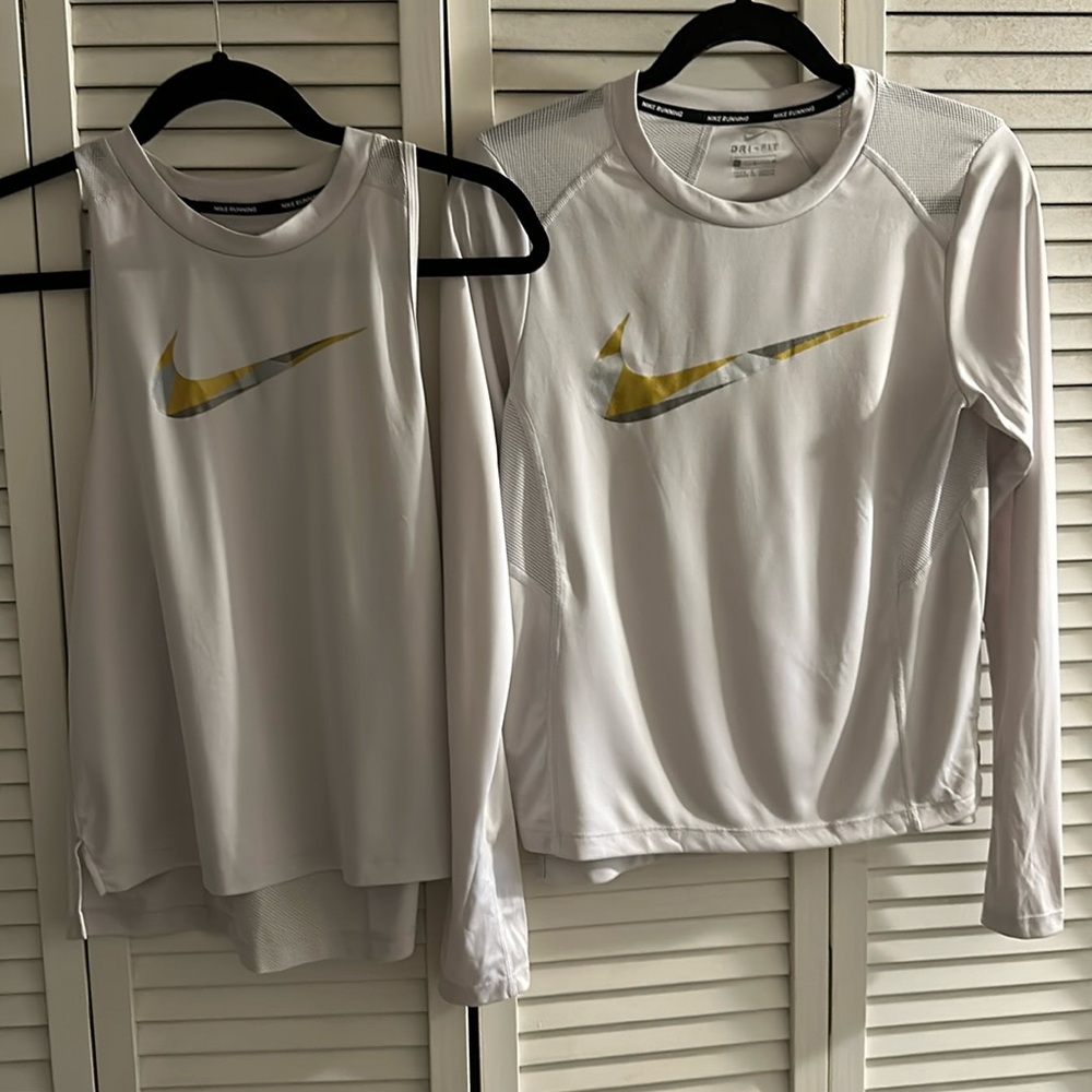 NIKE LOT - 3 running shirts. Two tank tops and one long sleeve. Comes as a set!
